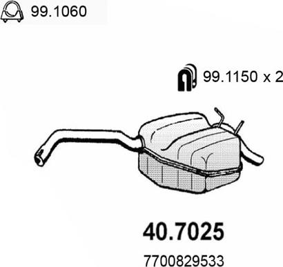 ASSO 40.7025 - Глушитель выхлопных газов, конечный autodif.ru