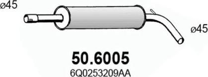 ASSO 50.6005 - Средний глушитель выхлопных газов autodif.ru