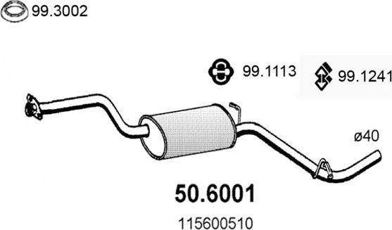 ASSO 50.6001 - Средний глушитель выхлопных газов autodif.ru