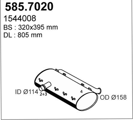 ASSO 585.7020 - Средний / конечный глушитель ОГ autodif.ru