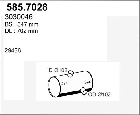 ASSO 585.7028 - Средний / конечный глушитель ОГ autodif.ru