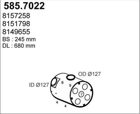 ASSO 585.7022 - Средний / конечный глушитель ОГ autodif.ru