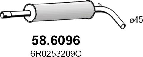 ASSO 58.6096 - Средний глушитель выхлопных газов autodif.ru
