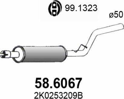 ASSO 58.6067 - Средний глушитель выхлопных газов autodif.ru