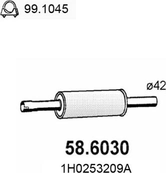 ASSO 58.6030 - Средний глушитель выхлопных газов autodif.ru