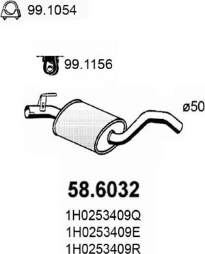 ASSO 58.6032 - Средний глушитель выхлопных газов autodif.ru