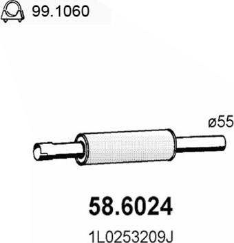 ASSO 58.6024 - Средний глушитель выхлопных газов autodif.ru