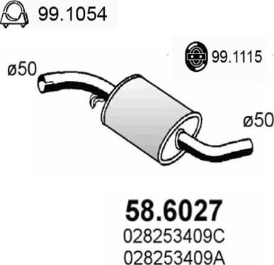 ASSO 58.6027 - Средний глушитель выхлопных газов autodif.ru
