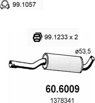 ASSO 60.6009 - Средний глушитель выхлопных газов autodif.ru