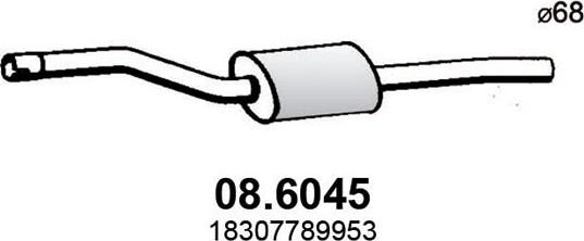 ASSO 08.6045 - Средний глушитель выхлопных газов autodif.ru