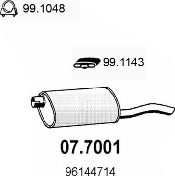 ASSO 07.7001 - Глушитель выхлопных газов, конечный autodif.ru