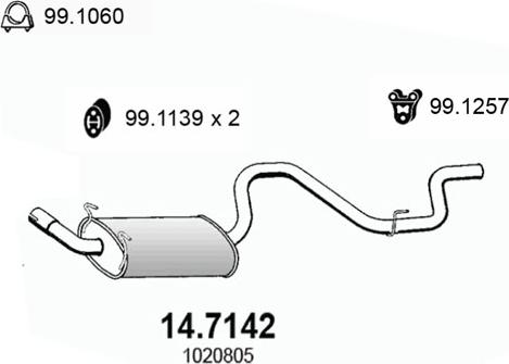 ASSO 14.7142 - Глушитель выхлопных газов, конечный autodif.ru