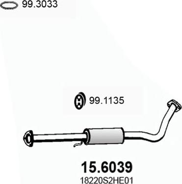 ASSO 15.6039 - Средний глушитель выхлопных газов autodif.ru