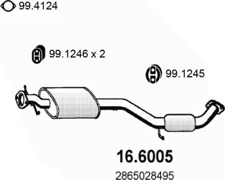 ASSO 16.6005 - Средний глушитель выхлопных газов autodif.ru