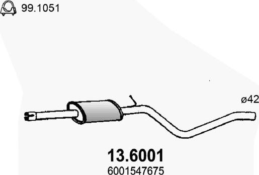 ASSO 13.6001 - Средний глушитель выхлопных газов autodif.ru