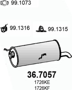 ASSO 36.7057 - Глушитель выхлопных газов, конечный autodif.ru