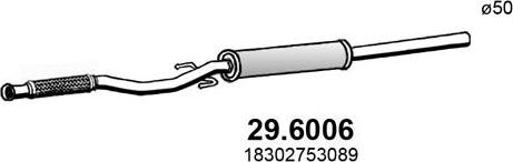 ASSO 29.6006 - Средний глушитель выхлопных газов autodif.ru
