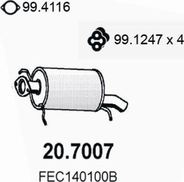 ASSO 20.7007 - Глушитель выхлопных газов, конечный autodif.ru