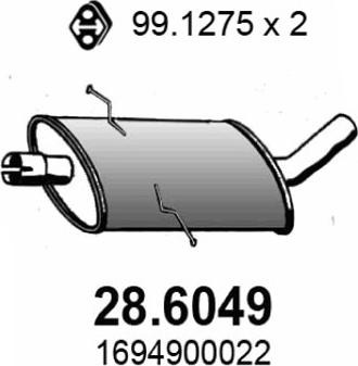 ASSO 28.6049 - Средний глушитель выхлопных газов autodif.ru