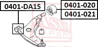 ASVA 0401-DA1S - Сайлентблок, рычаг подвески колеса autodif.ru