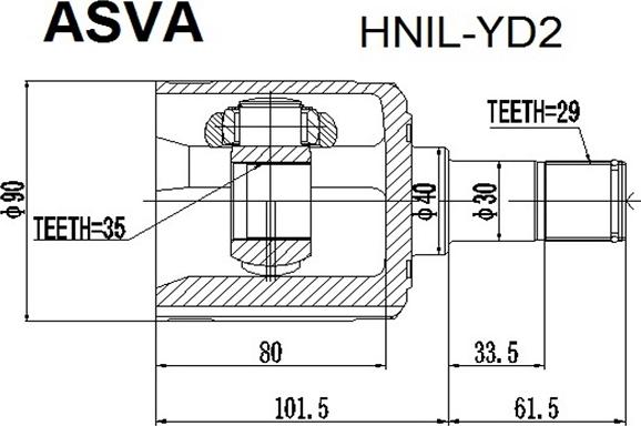 ASVA HNIL-YD2 - Шарнирный комплект, ШРУС, приводной вал autodif.ru