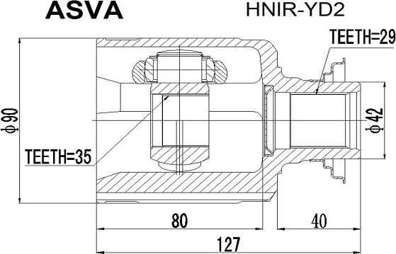 ASVA HNIR-YD2 - Шарнирный комплект, ШРУС, приводной вал autodif.ru