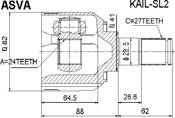 ASVA KAIL-SL2 - Шарнирный комплект, ШРУС, приводной вал autodif.ru
