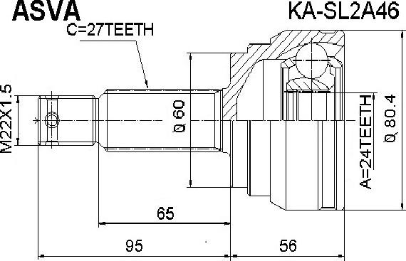 ASVA KA-SL2A46 - Шарнирный комплект, ШРУС, приводной вал autodif.ru