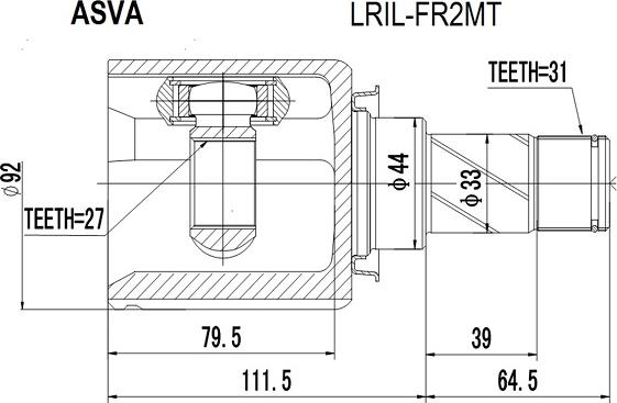 ASVA LRIL-FR2MT - Шарнирный комплект, ШРУС, приводной вал autodif.ru