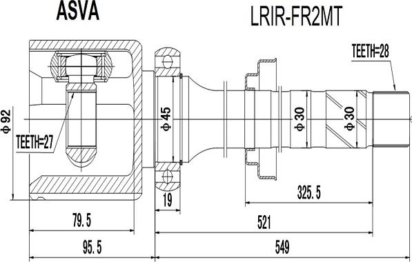 ASVA LRIR-FR2MT - Шарнирный комплект, ШРУС, приводной вал autodif.ru