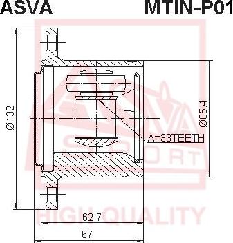 ASVA MTIN-P01 - Шарнирный комплект, ШРУС, приводной вал autodif.ru