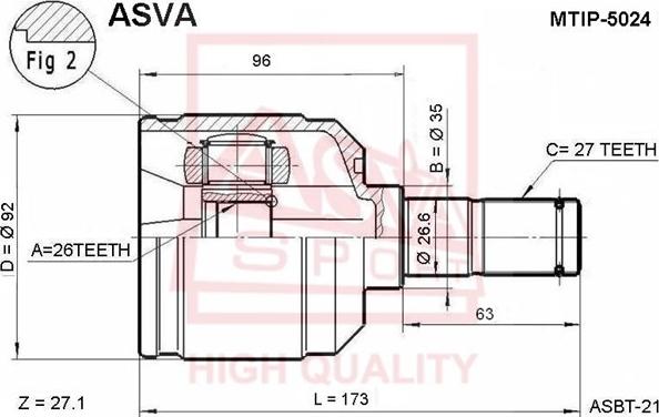 ASVA MTIP-5024 - Шарнирный комплект, ШРУС, приводной вал autodif.ru