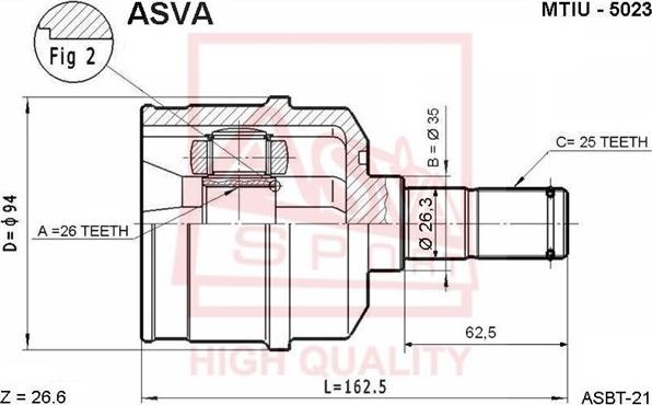 ASVA MTIU-5023 - Шарнирный комплект, ШРУС, приводной вал autodif.ru