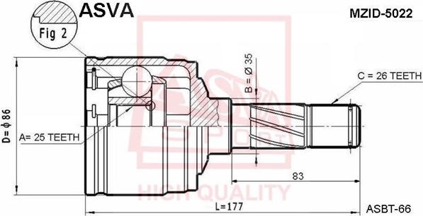 ASVA MZID5022 - Шарнирный комплект, ШРУС, приводной вал autodif.ru