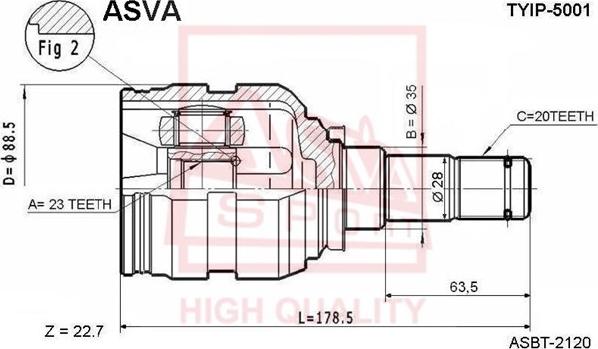 ASVA TYIP-5001 - Шарнирный комплект, ШРУС, приводной вал autodif.ru