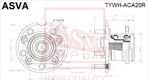 ASVA TYWH-ACA20R - Ступица колеса, поворотный кулак autodif.ru