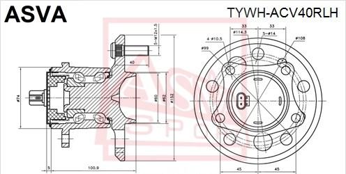 ASVA TYWH-ACV40RLH - Ступица колеса, поворотный кулак autodif.ru
