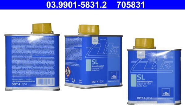 ATE 03.9901-5831.2 - Тормозная жидкость 0.5 литр SL DOT4 autodif.ru