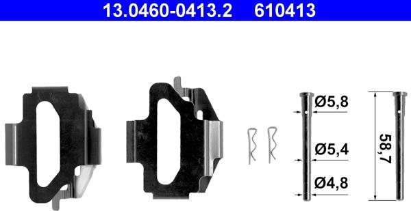 ATE 13.0460-0413.2 - Комплектующие для колодок дискового тормоза autodif.ru