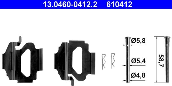 ATE 13.0460-0412.2 - Комплектующие для колодок дискового тормоза autodif.ru