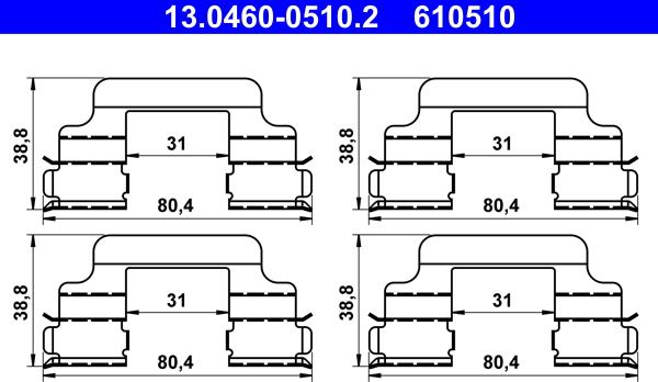 ATE 13.0460-0510.2 - Комплектующие для колодок дискового тормоза autodif.ru