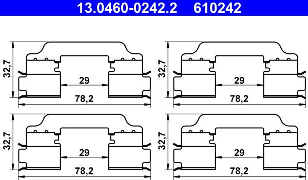 ATE 13.0460-0242.2 - Комплектующие для колодок дискового тормоза autodif.ru