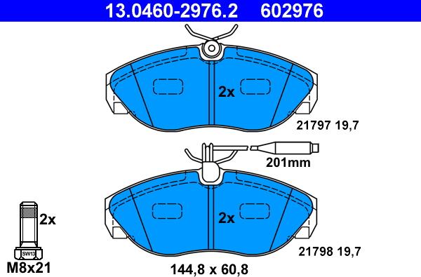 ATE 13.0460-2976.2 - Тормозные колодки, дисковые, комплект autodif.ru