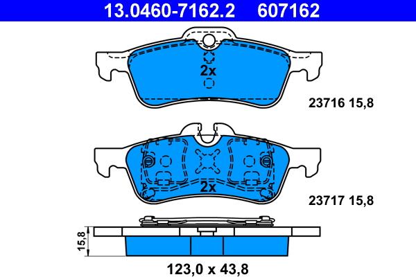 ATE 13.0460-7162.2 - 13.0460-7162.2_=FDB1500=224021 !колодки дисковые з.- Mini Mini Cooper-One 1.4i-1.6i-1.4D 01> autodif.ru