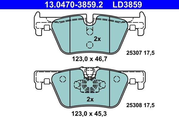 ATE 13.0470-3859.2 - Колодки тормозные дисковые задний Ceramic BMW 1 (F20) 11- autodif.ru