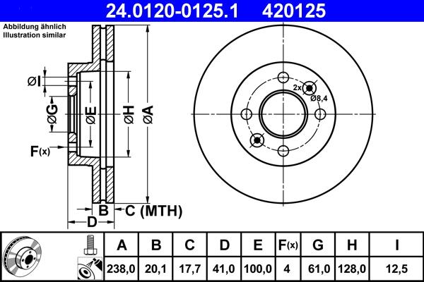 ATE 24.0120-0125.1 - Тормозной диск autodif.ru