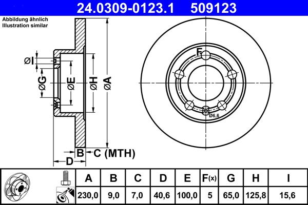 ATE 24.0309-0123.1 - Диск тормозной VAG GOLF 4/BORA/A3/OCTAVIA 96- задн. (мин. 2 шт.) POWER DISK autodif.ru