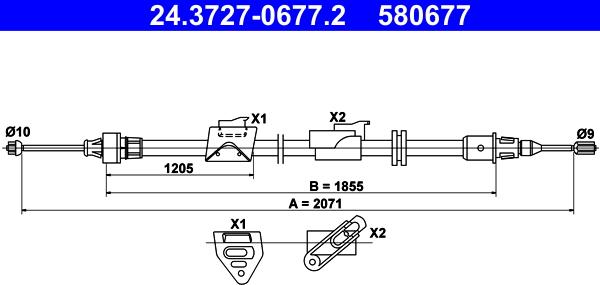 ATE 24.3727-0677.2 - Тросик, cтояночный тормоз autodif.ru