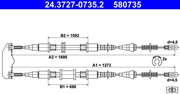ATE 24.3727-0735.2 - Трос, стояночная тормозная система autodif.ru