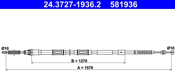 ATE 24.3727-1936.2 - Тросик, cтояночный тормоз autodif.ru